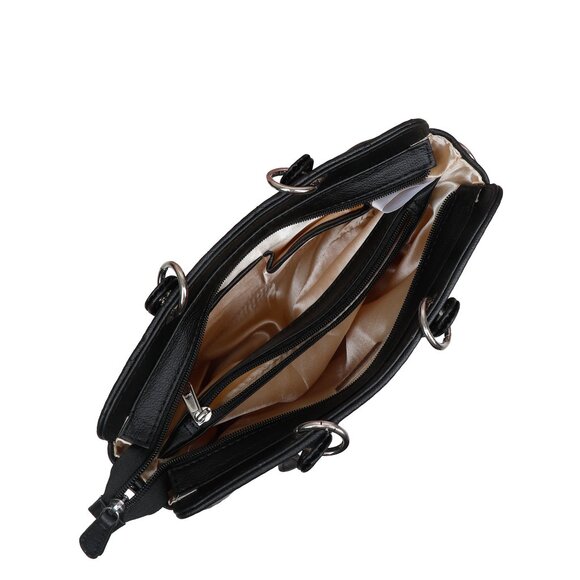 Vegan Leather Black Handbag for Women – Top-Handle Tote Bag, Satchel Purse - Picture 5 of 10